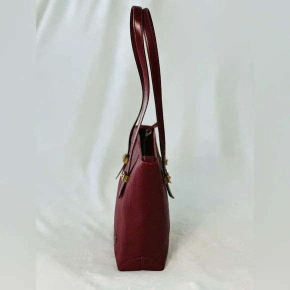 Vintage Dooney and Bourke Pebbled Leather Tote Bag in Deep Burgundy Color - Picture 4 of 12